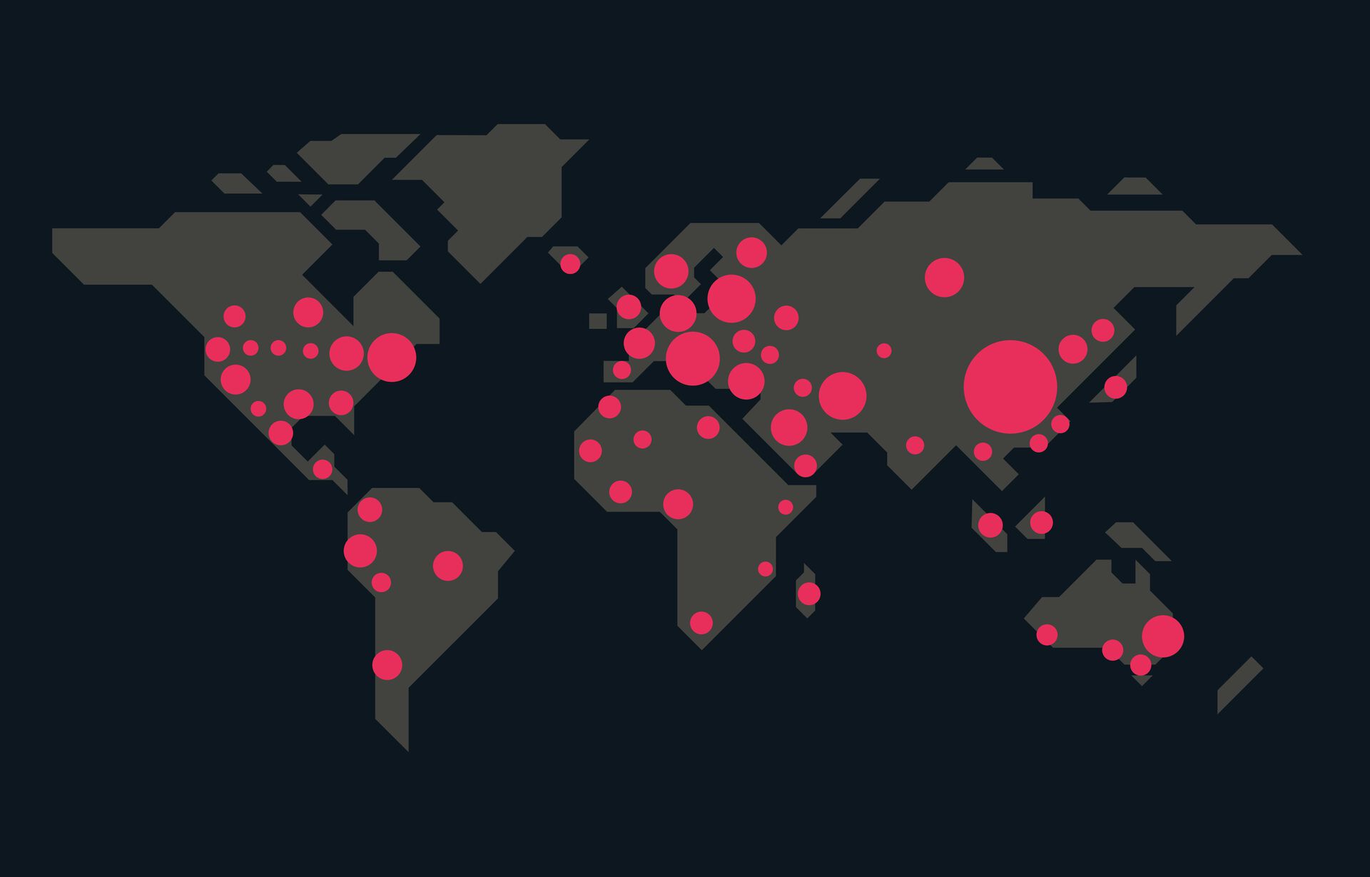 Grafikk over verdens land med røde prikker som illustrerer sykdomsutbrudd